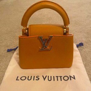 *AUTHENTIC* Louis Vuitton Mini Taurillon Capucines - Orange with Mother of Pearl